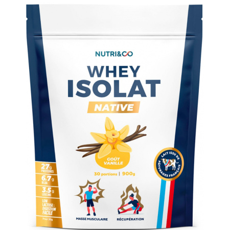 Nutri&Co Eiwit Whey Isolat Native 94% In Poeder Vanille Smaak 900g