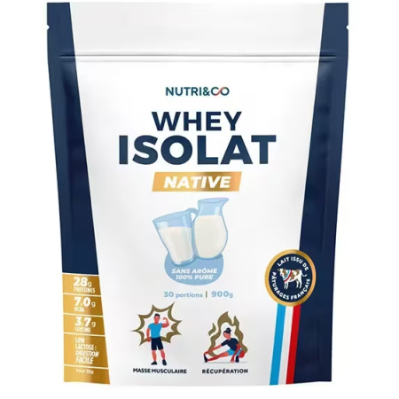 Nutri&Co Eiwit Whey Isolat Native 94% Poeder Neutrale Smaak 900g
