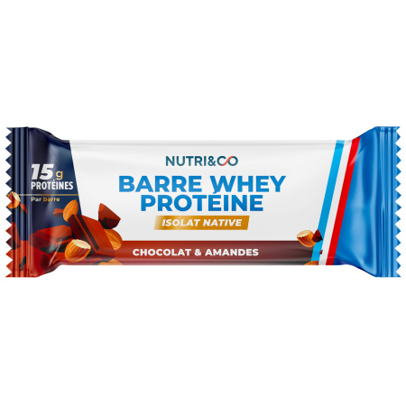 Nutri&Co Native Whey Isolaat Proteïne Reep Chocolade & Amandelen Smaak 50g