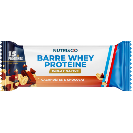 Nutri&Co Native Whey Isolaat Proteïne Reep Pinda & Chocolade Smaak 50g