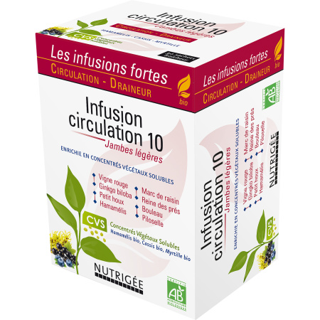 Nutrigée Les Infusions Fortes Bio-Drainage Infusie Circulatie 10 Lichte Benen 30 Zakjes