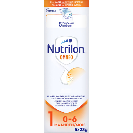 Nutrilon Omneo 1 Krampen/Kolieken/Moeizame Ontlasting/Constipatie Baby 0-6 Maanden Melkpoeder 5x22g