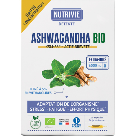 Nutrivie Ashwagandha Extra-Dosering Bio 6000mg 20 Ampullen