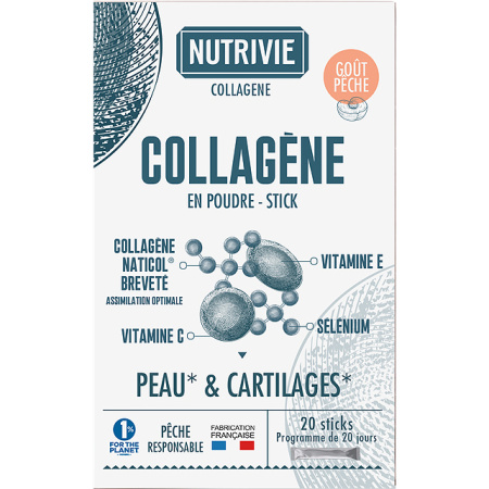 Nutrivie Collageen Nomade Sticks Huid En Kraakbeen Perzik Smaak 20 Stuks
