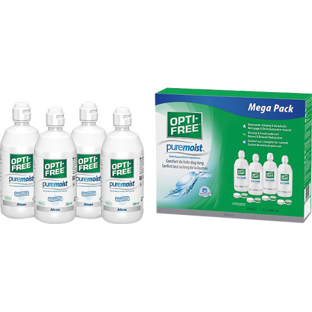 Opti-Free PureMoist M Multifunctionele Desinfectievloeistof Flessen 4 x 300ml + Lenshouder 4 Stuks
