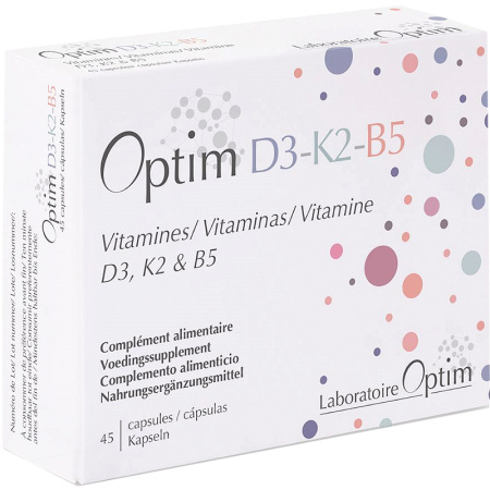 Optim D3-K2-B5 Vitamine D3/K2/B5 Sterke Botten 45 Capsules