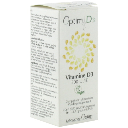Optim D3 Vitamine D 500IU Per Druppel Vegan Flesje 20ml