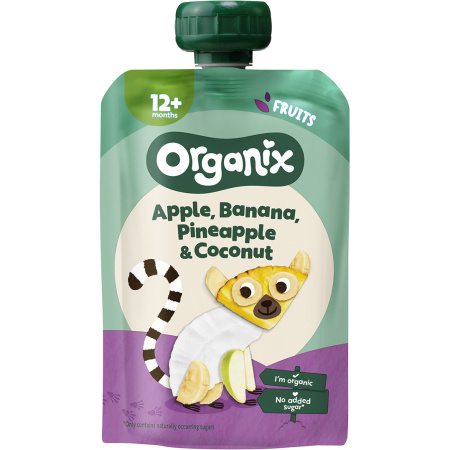 Organix Bio Fruitpuree Appel Kokos Ananas +12 Maanden 100g