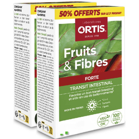 Ortis Fruits & Fibres Forte Duopack 2x12 Comprimés Promo 50% Gratuit Sur 2e Produit