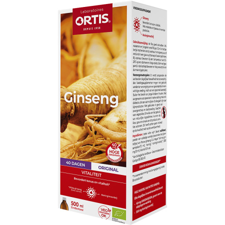Ortis Ginseng Bio Met Alcohol Vitaliteit Programma 40 Dagen Fles 500ml