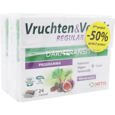 Ortis Fruit En Vezels Regelmatige Darmtransit 2 Dozen X 24 Blokjes Promo 2e -50%