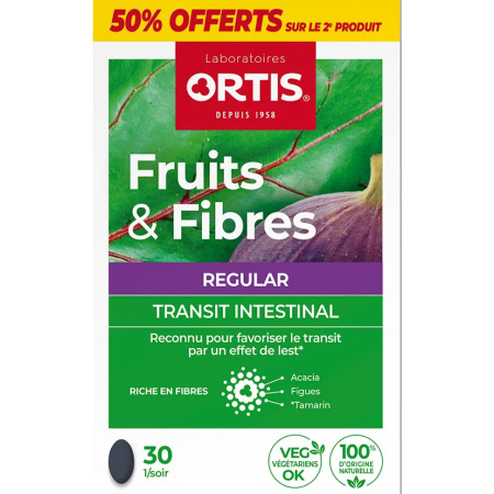 Ortis Vruchten & Vezels Regular Darmtransit Pack 2x30 Tabletten Promo 2e Doosje -50%