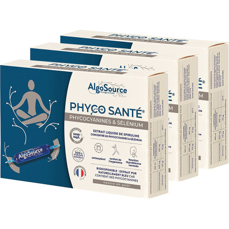 Pack Van 3 Algosource Phyco Santé Spirulysat Natuurlijke Bioactieve Nutraceuticals Ampullen 20x10ml