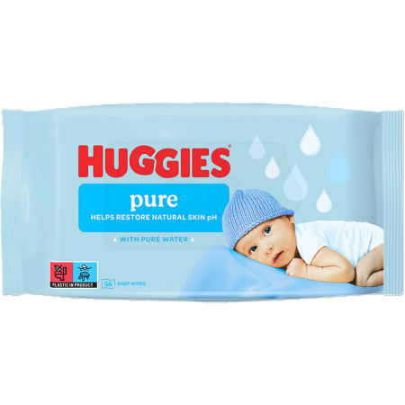 Pack Van 18 Huggies Pure Doekjes Baby 56 Stuks