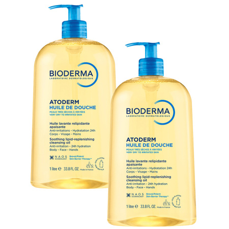 Pack Van 2 Bioderma Atoderm Douche Olie Relipidant Droge Tot Zeer Droge Gevoelige Huid 1l