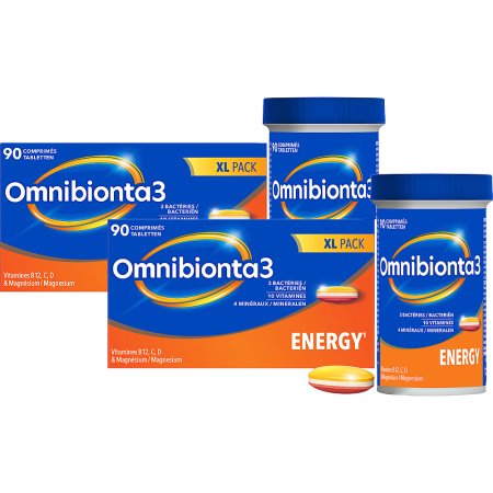 Pack Van 2 Omnibionta 3 Energie Multivitaminen/Energie 90 Tabletten