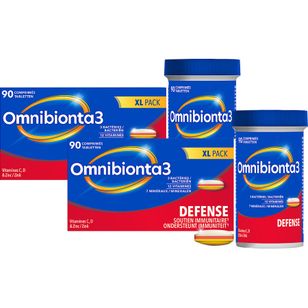 Pack Van 2 Omnibionta 3 Multivitaminen Defense Immuniteit 90 Tabletten