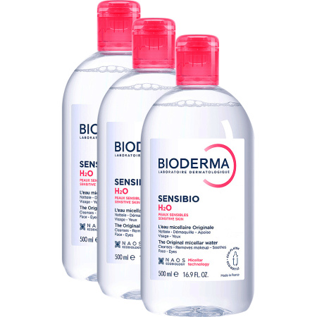 Pack Van 3 Bioderma Sensibio (Créaline) H2O Demaquillerende Micellaire Oplossing Gevoelige 500ml