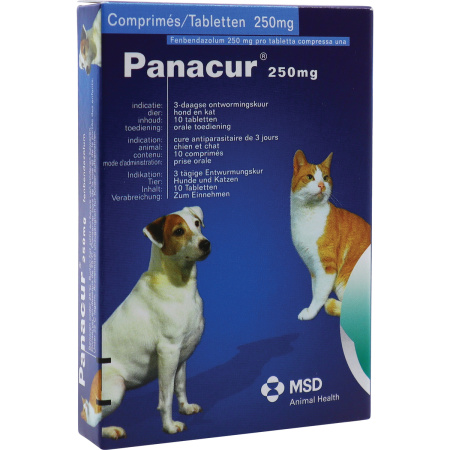 Panacur Fenbendazole 250mg Infestaties Spoel En Lintwormen Honden En Katten 10 Tabletten