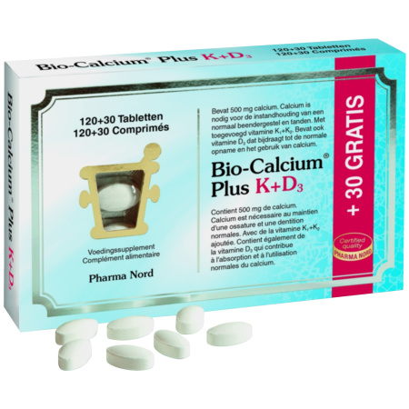 Pharma Nord Bio-Calcium Plus K+D3 Botten En Tanden 120 + 30 Tabletten Gratis
