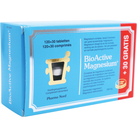 Pharma Nord BioActive Magnesium Energie + Spierfunctie 120 + 30 Tabletten Gratis