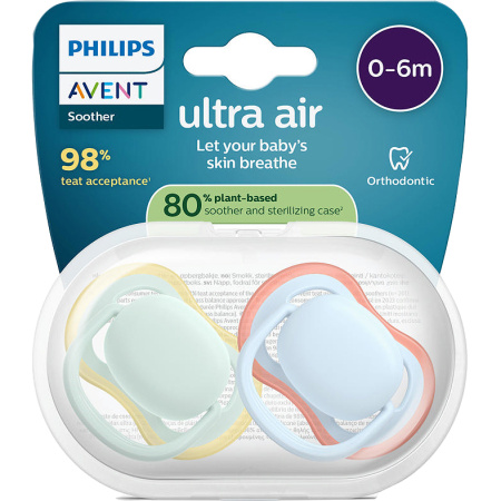 Philips Avent Fopspeen +0m Air Pistache/Blauw 2 Stuks