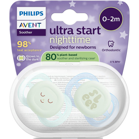 Philips Avent Fopspeen +0m Start Nacht Jongen 2 Stuks