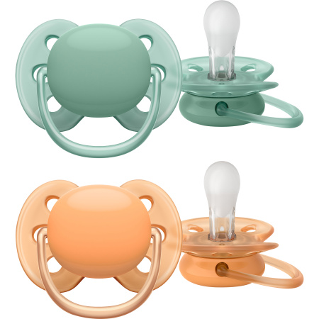Philips Avent Fopspeen Ultra Soft Cognac Groen SCF091/03 +0 Maanden 2 Stuks