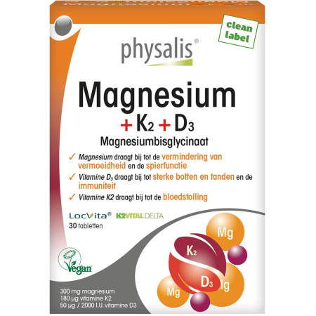 Physalis Magnesium + K2 + D3 Vegan 30 Tabletten