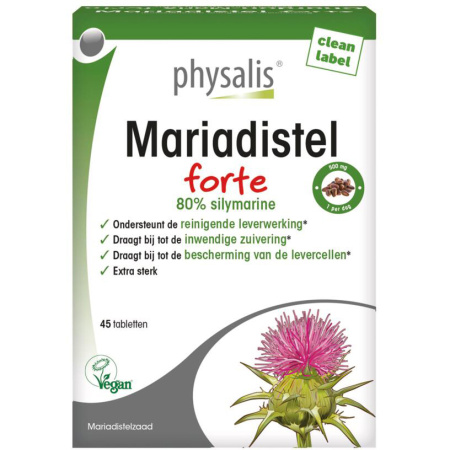 Physalis Mariadistel Forte Leverzuivering Vegan 45 Tabletten