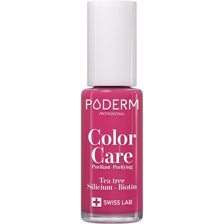 Poderm Nagellak Color Care Tea Tree Zuivert Gele En Beschadigde Nagels 599 Frambozenroze 8ml