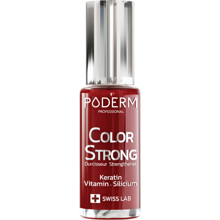 Poderm Nagellak Color Strong Nagelverharder Voor Broze Nagels 253 Rouge Allure 8ml