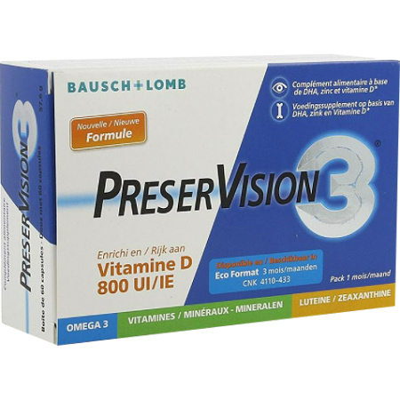PreserVision 3 Vitamine D 800IE Voedingssupplement 60 Capsules