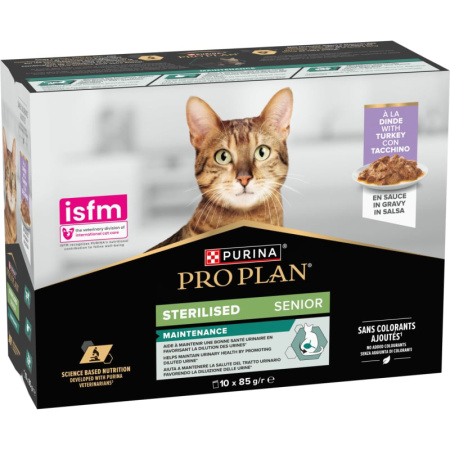 Pro Plan Natvoer Voor Gesteriliseerde Senior Katten Kalkoen In Saus 10x85g