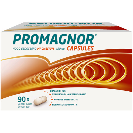 Promagnor Hooggedoseerd Magnesium 450mg 90 Capsules
