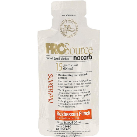 Prosource Nocarb Bosbes 15g Eiwit Zakje 30ml