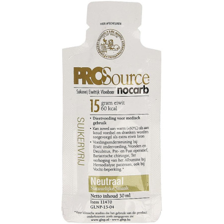 Pro Source Nocarb Neutraal 15g Eiwit Zakje 1x30ml
