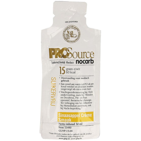 Prosource Nocarb Sinaasappelcrème 15g Eiwit Zakje 30ml