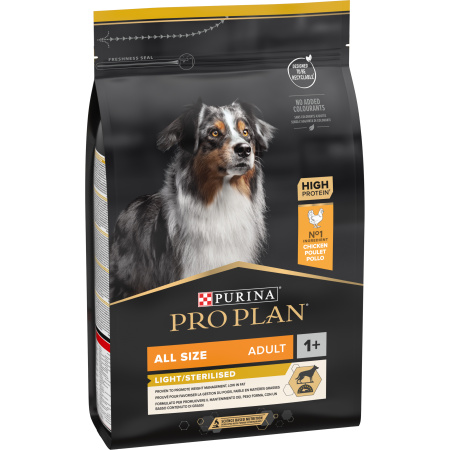 Pro Plan Light & Sterilised Brokken Voor Gesteriliseerde Volwassen Hond Alle Maten Kip 3kg