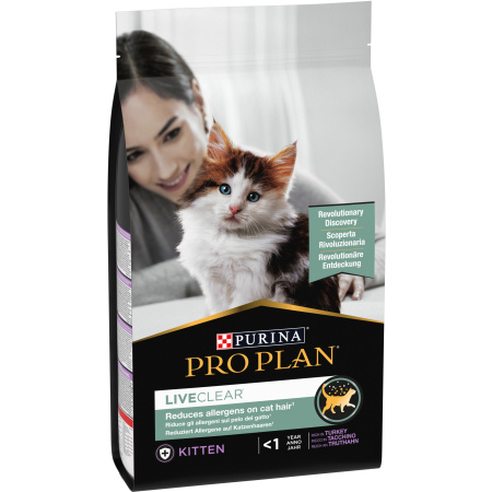 Pro Plan Liveclear Voor Vermindering Van Allergenen Op Kattenhaar Brokken Voor Kitten Kalkoen 1,4kg