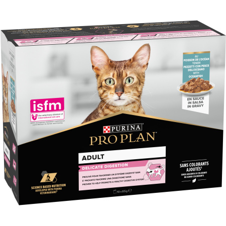 Pro Plan Sensitive Digestion Kattenpaté Voor Volwassen Kat Vis In Saus 10x85g