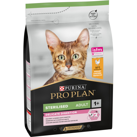 Pro Plan Sensitive Digestion Goede Spijsvertering Brokken Volwassen Gesteriliseerde Kat Kip 3kg