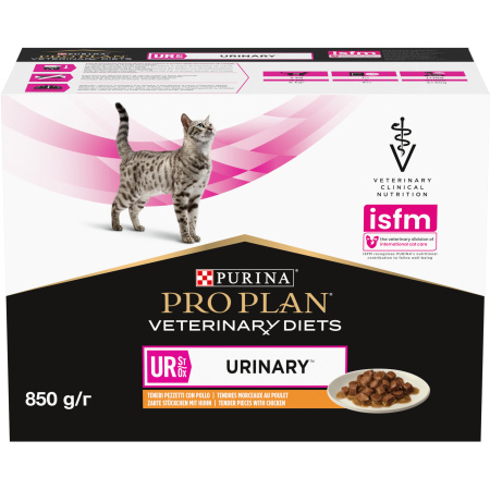 Pro Plan Veterinary Diets UR ST/OX Urinary Kattenpaté Malse Stukjes Met Kip 10x85g