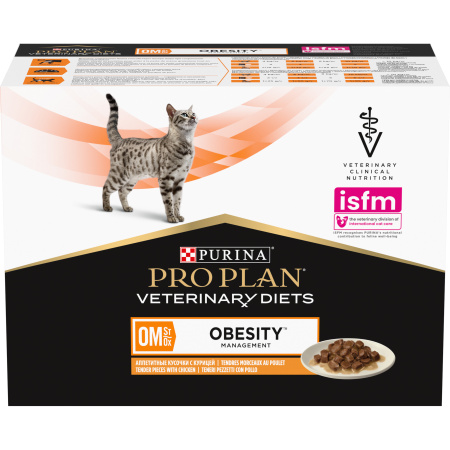 Pro Plan Veterinary Diets OM Obesity Kattenpaté Kip 10x85g
