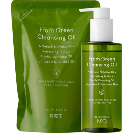 Purito Set From Green Reinigingsolie Pompfles 200ml + Navulling 200ml