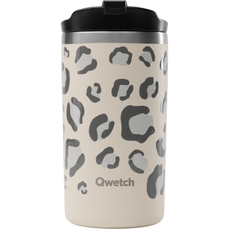 Qwetch Isothermische Reisbeker 350ml Luipaardmotief Zand 1 Stuk