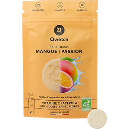 Qwetch Solid Drinks Mango & Passievrucht Bio 12 Pastilles