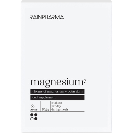 RainPharma Magnesium Premium Supplement Met Vijf Actieve Vormen + Kalium 60 Tabletten