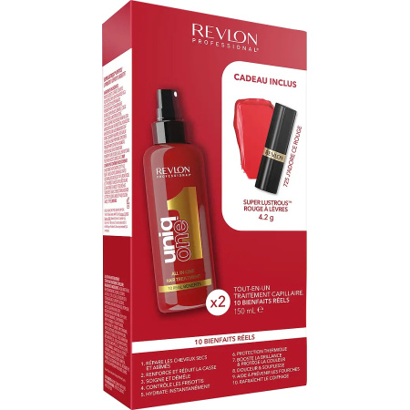 Revlon Professional Geschenkset UniqOne 2 Classic Verzorgingen + Revlon Super Lustrous Lippenstift