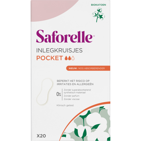 Saforelle Inlegkruisjes Pocket Bio Katoen 20 Stuks